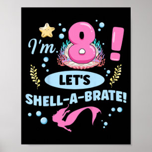Affiche Citation de 8e anniversaire de sirène pour enfant