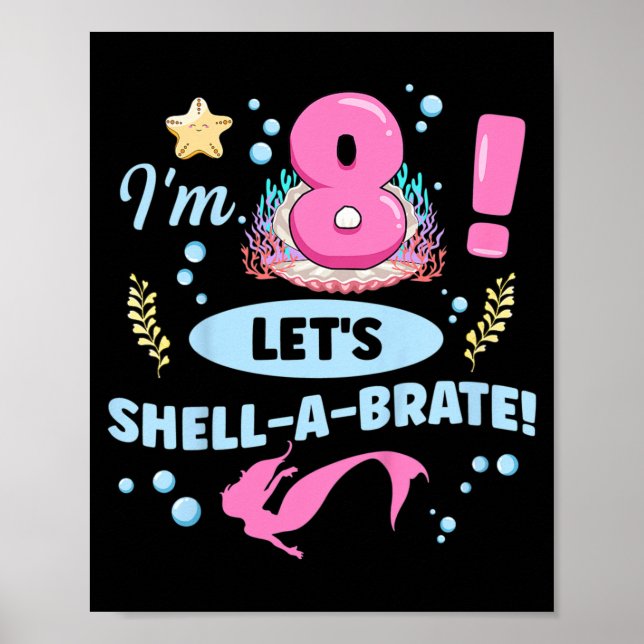 Affiche Citation de 8e anniversaire de sirène pour enfant  (Devant)
