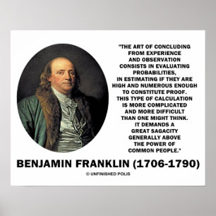 Affiche Citation de Benjamin Franklin évaluant les probabi