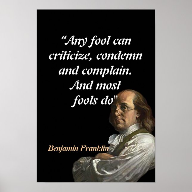 Affiche Citation de Benjamin Franklin sur les imbéciles (Devant)