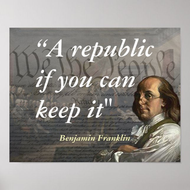 Affiche Citation De Benjamin Franklin Sur Une République (Devant)