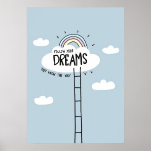 Affiche Citation de bonheur Suivez votre rêve Ciel