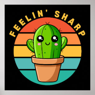 Affiche Citation de cactus mignon kawaii drôle
