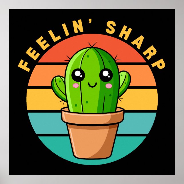 Affiche Citation de cactus mignon kawaii drôle (Devant)