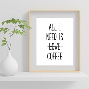 Affiche Citation de café amusant Simple Minimaliste