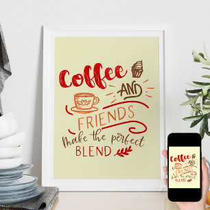 Affiche Citation de café et amis dans Bistro Art Typograph