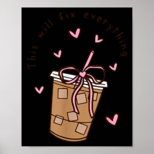 Affiche Citation de café glacé disant sarcasme Nk nœud fém