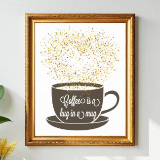 Affiche Citation de café Mug Art Brown Humour blanc