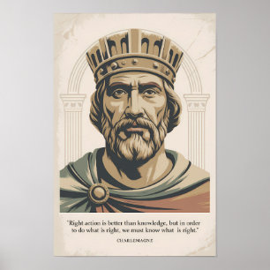 Affiche Citation de Charlemagne Francs Illustration Vintag