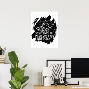 Affiche Citation de chat amusante Black Splash