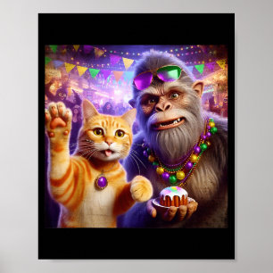 Affiche Citation de chat Bigfoot de selfie Mardi Gras drôl