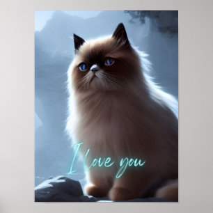 Affiche Citation de chat de l'Himalaya mignonne Je t'aime