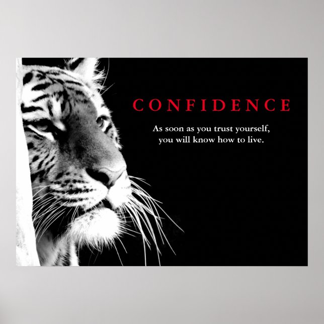 Affiche Citation de confiance du tigre noir blanc Inspirat (Devant)