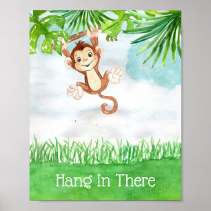 Affiche Citation de crèche de bébé singe mignon qui tient 