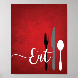 Affiche Citation de cuisine rouge noir gris blanc