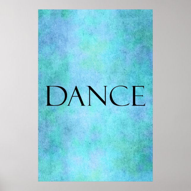 Affiche Citation de danse Turquoise bleu aquarelle Modèle  (Devant)