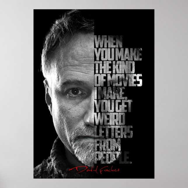 Affiche Citation de David Fincher en noir et blanc (Devant)