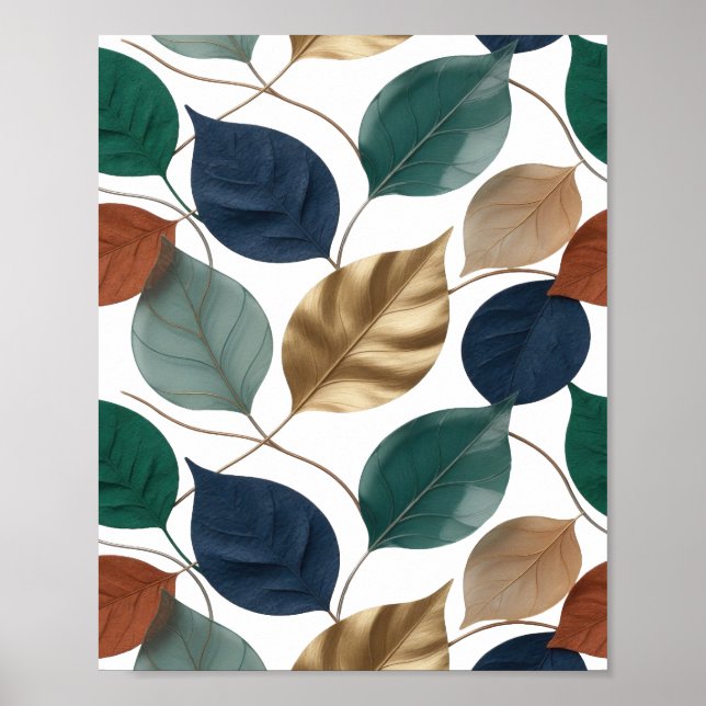 Affiche Citation de feuilles d'AUTOMNE en argent pur Desig (Devant)