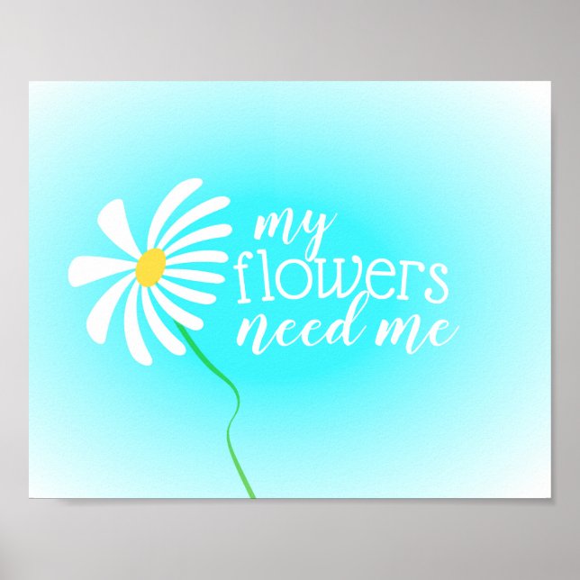 Affiche citation de fleur bleu et blanc mignon marguerite  (Devant)