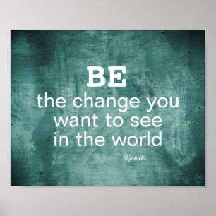Affiche Citation de Gandhi Be the change motivationposter