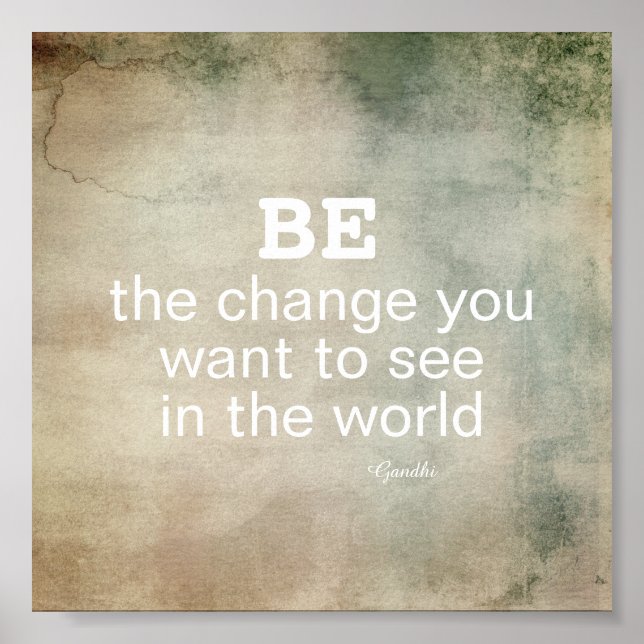 Affiche Citation de Gandhi Be the change motivationposter (Devant)