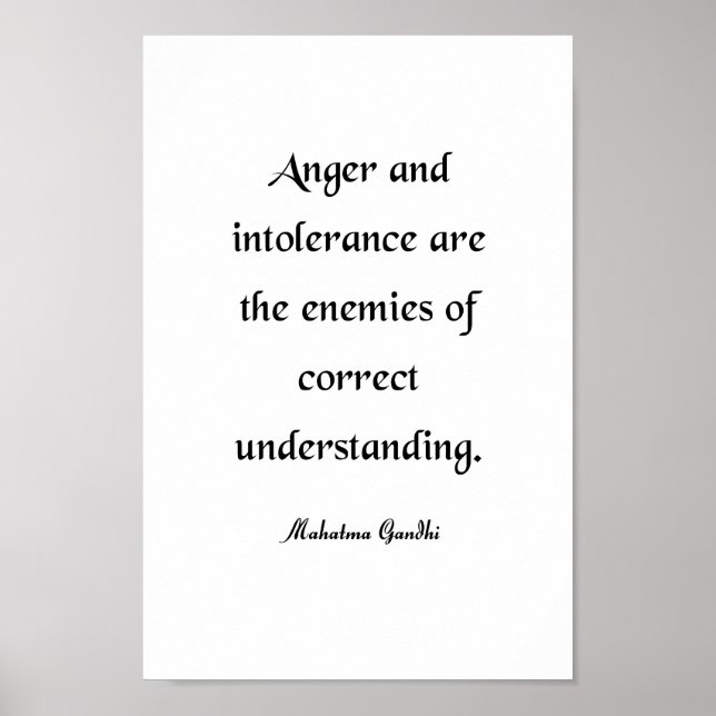 Affiche Citation de Gandhi, colère et intolérance (Devant)