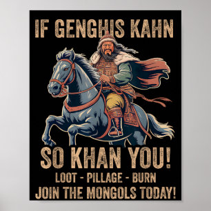 Affiche Citation de Gengis Khan Drôle Histoire de Mongolie