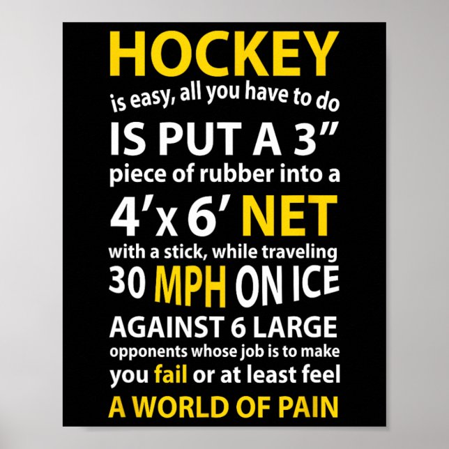 Affiche Citation De Hockey Le Hockey Est Un Cadeau Facile  (Devant)