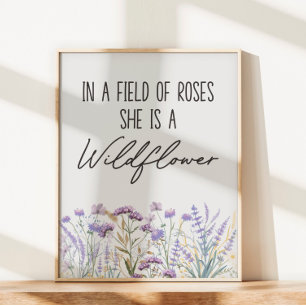 Affiche Citation de jardin de fleurs sauvages violettes à