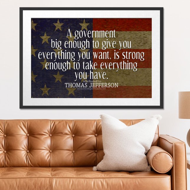 Affiche Citation de Jefferson sur le grand gouvernement (Patriotic Poster)