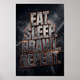 Affiche Citation de jeu Manger Dormir Se Bagarre Répéter N