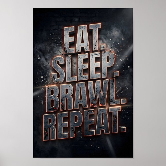 Affiche Citation de jeu Manger Dormir Se Bagarre Répéter N (Devant)