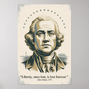 Affiche Citation de John Adams Deuxième Président Illustra