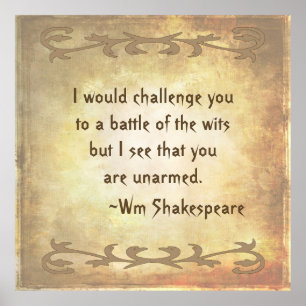 Affiche Citation de la bataille vintage des Wits Shakespea