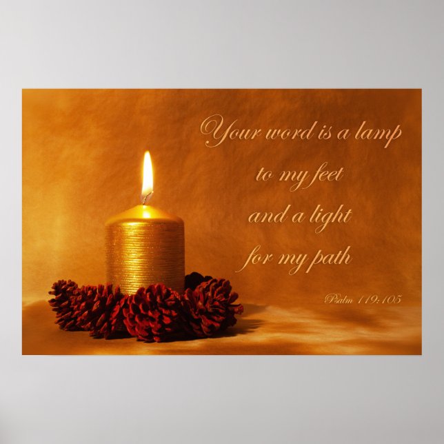 Affiche Citation de la Bible avec bougie de Noël (Devant)