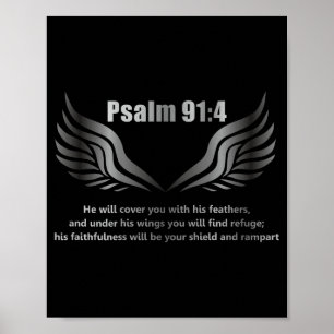 Affiche Citation de la Bible chrétienne Psaume 91 4 Design