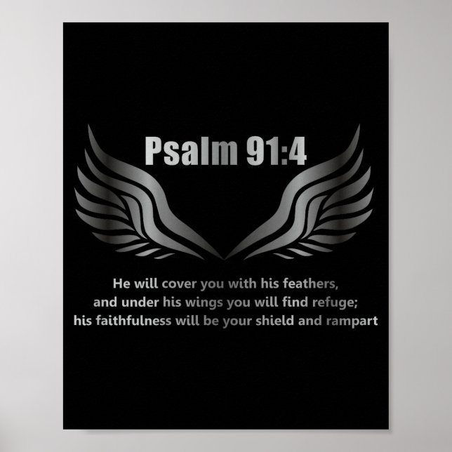 Affiche Citation de la Bible chrétienne Psaume 91 4 Design (Devant)