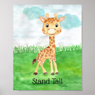 Affiche Citation de la nurserie de girafon debout mignon