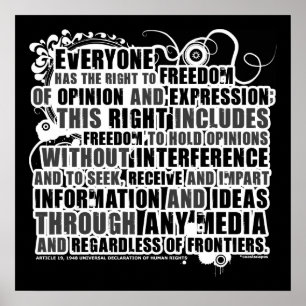 Affiche Citation de l'article 19 (B&W)