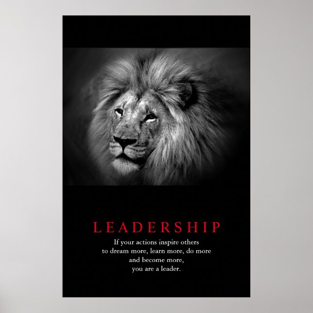 Affiche Citation de leadership motivationnel du lion noir  (Devant)