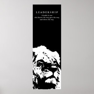 Affiche Citation de leadership motivationnel Lion noir bla