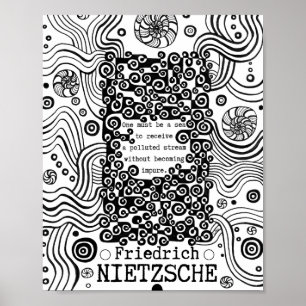 Affiche Citation de l'encre de mer PURE par Nietzsche