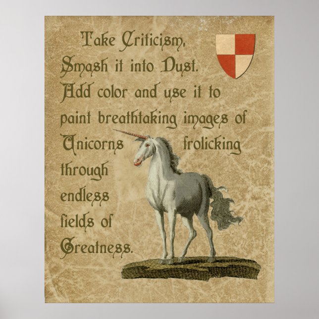 Affiche Citation de licorne inspirante sur parchemin antiq (Devant)