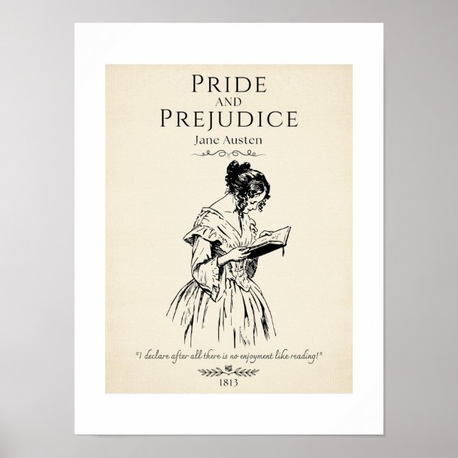 Affiche Citation de littérature de Jane Austen Orgueil et  (Devant)