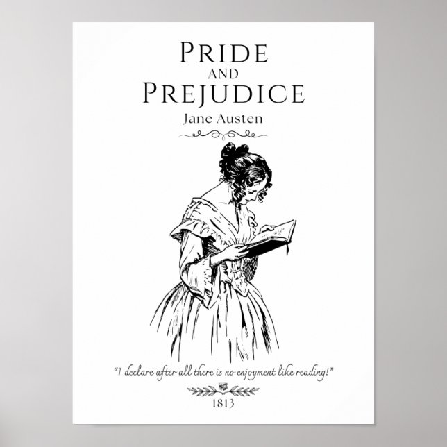 Affiche Citation de littérature de lecture de Jane Austen (Devant)