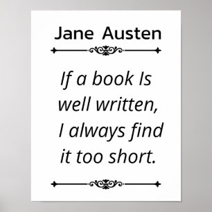 Affiche Citation de livre Jane Austent - Si un livre est b