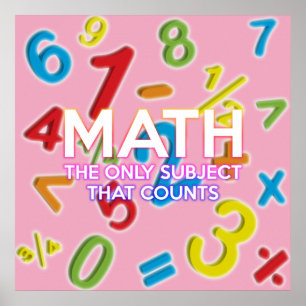 Affiche Citation de maths amusante moderne rose girly