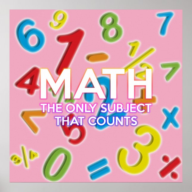 Affiche Citation de maths amusante moderne rose girly (Devant)
