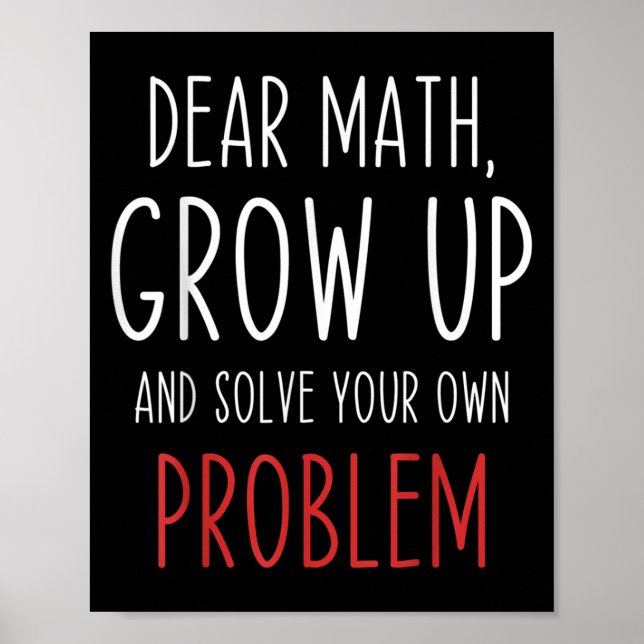 Affiche Citation de maths drôle Cher professeur de maths M (Devant)