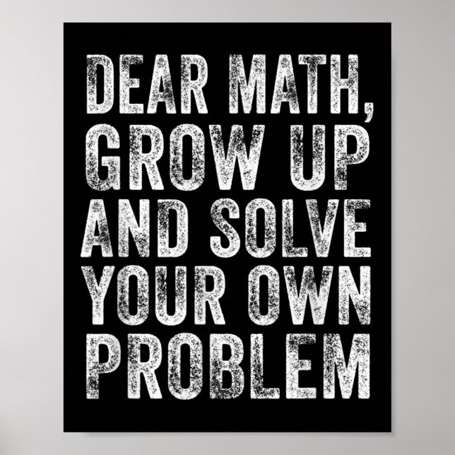 Affiche Citation de maths drôle Cher professeur de maths M (Devant)
